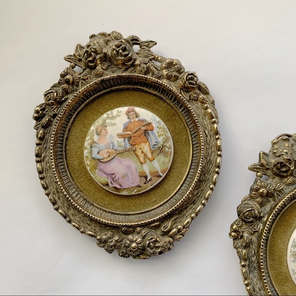 Vintage miniature portraits set of two 4” - Picture 5 of 8